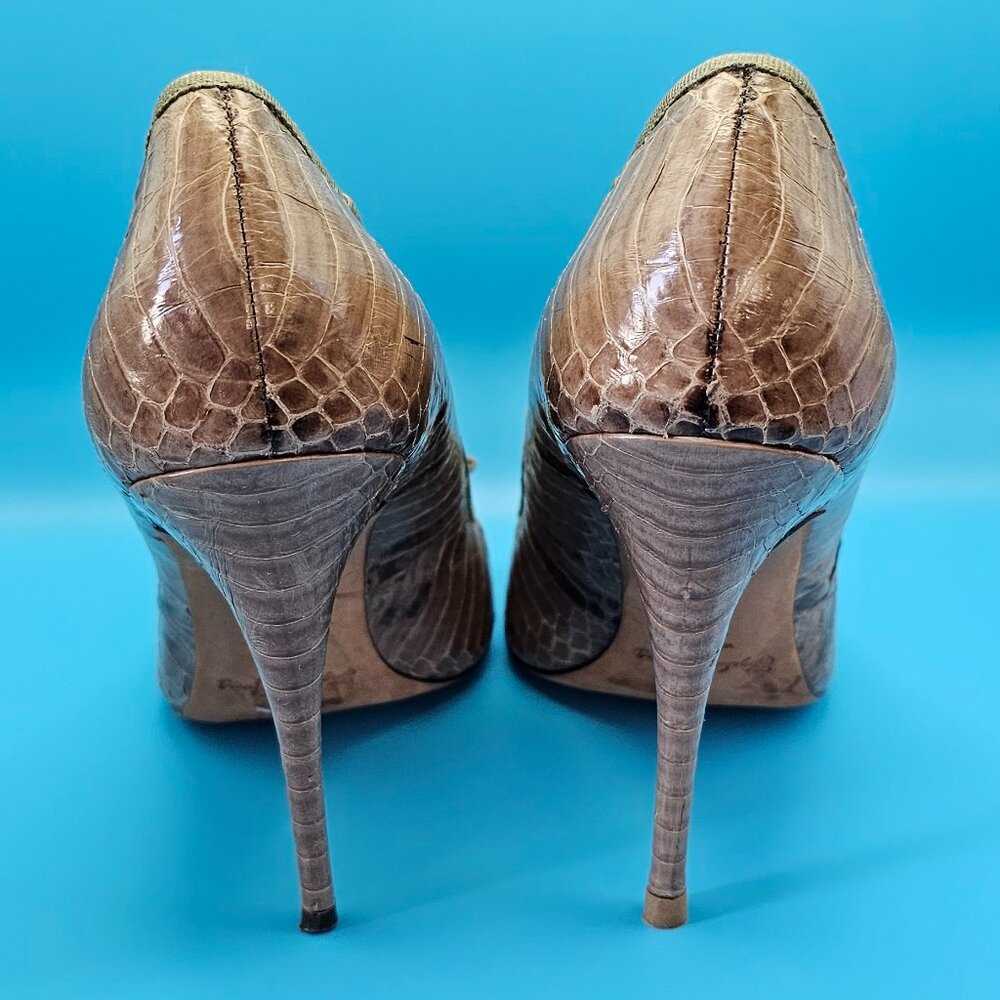 Elizabeth and James Tan Snakeskin Heels – Size 7.5 - Picture 4 of 8